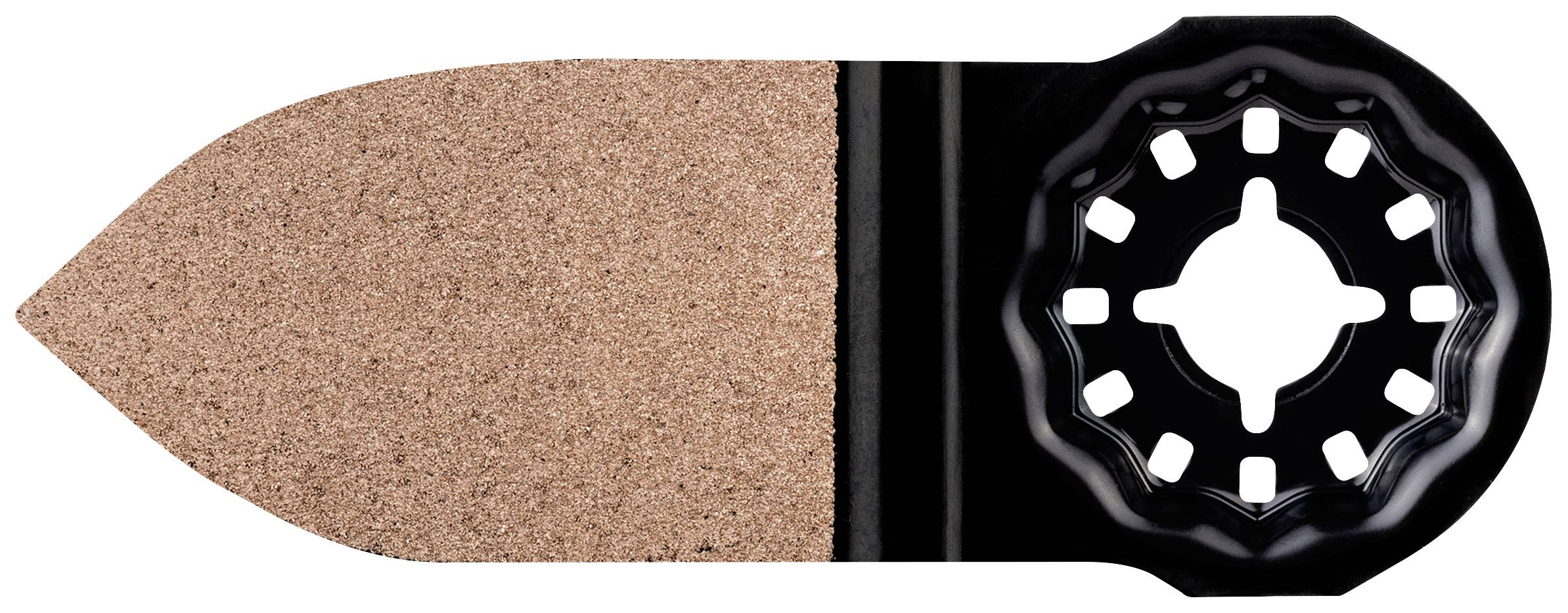 Multifunction tool blade with wide sandpaper attachment, suitable for precise grinding and polishing of surfaces.