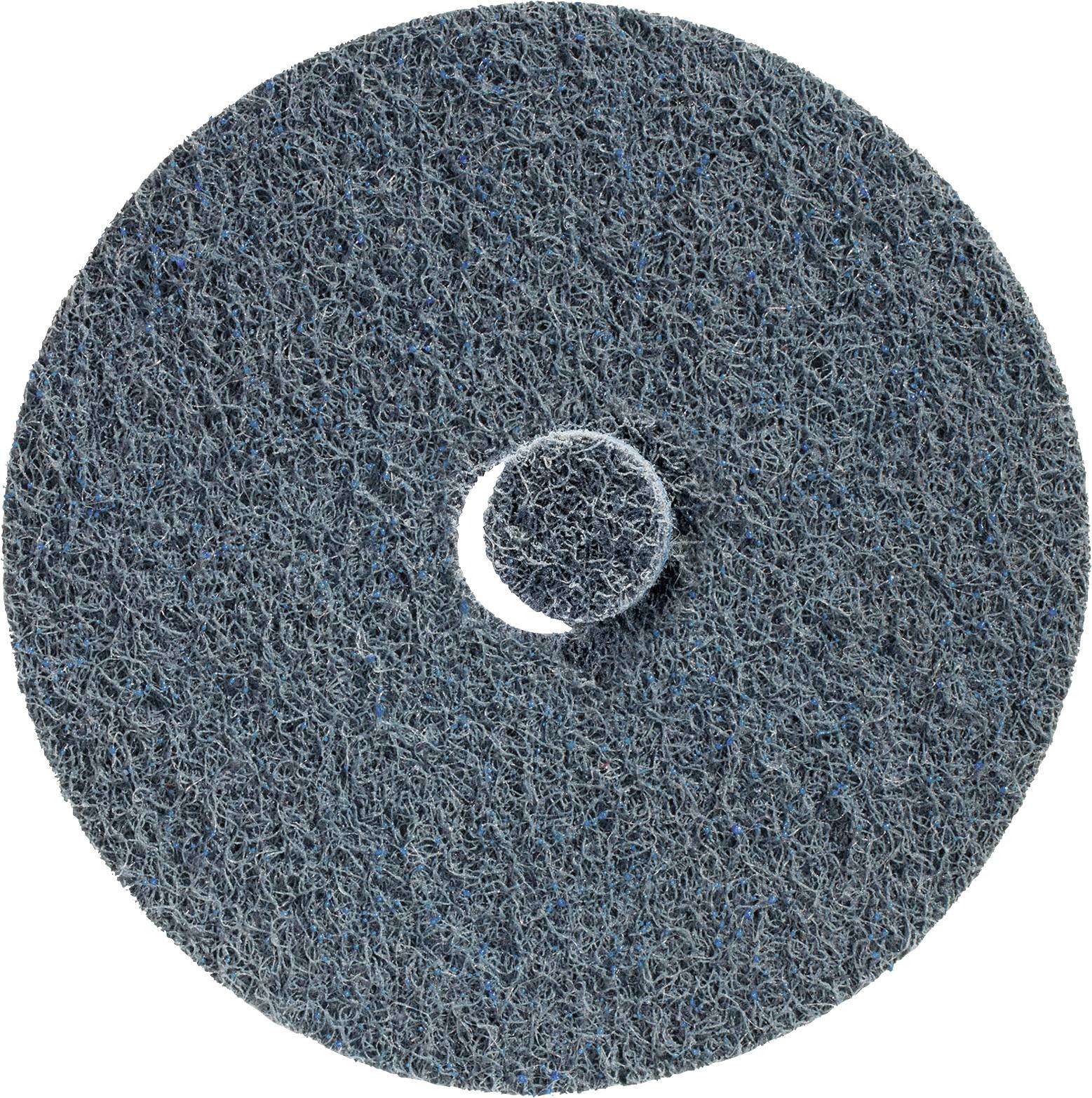 Round, grey grinding disc with a coarse texture and a central hole. Used for floor cleaning and polishing work.