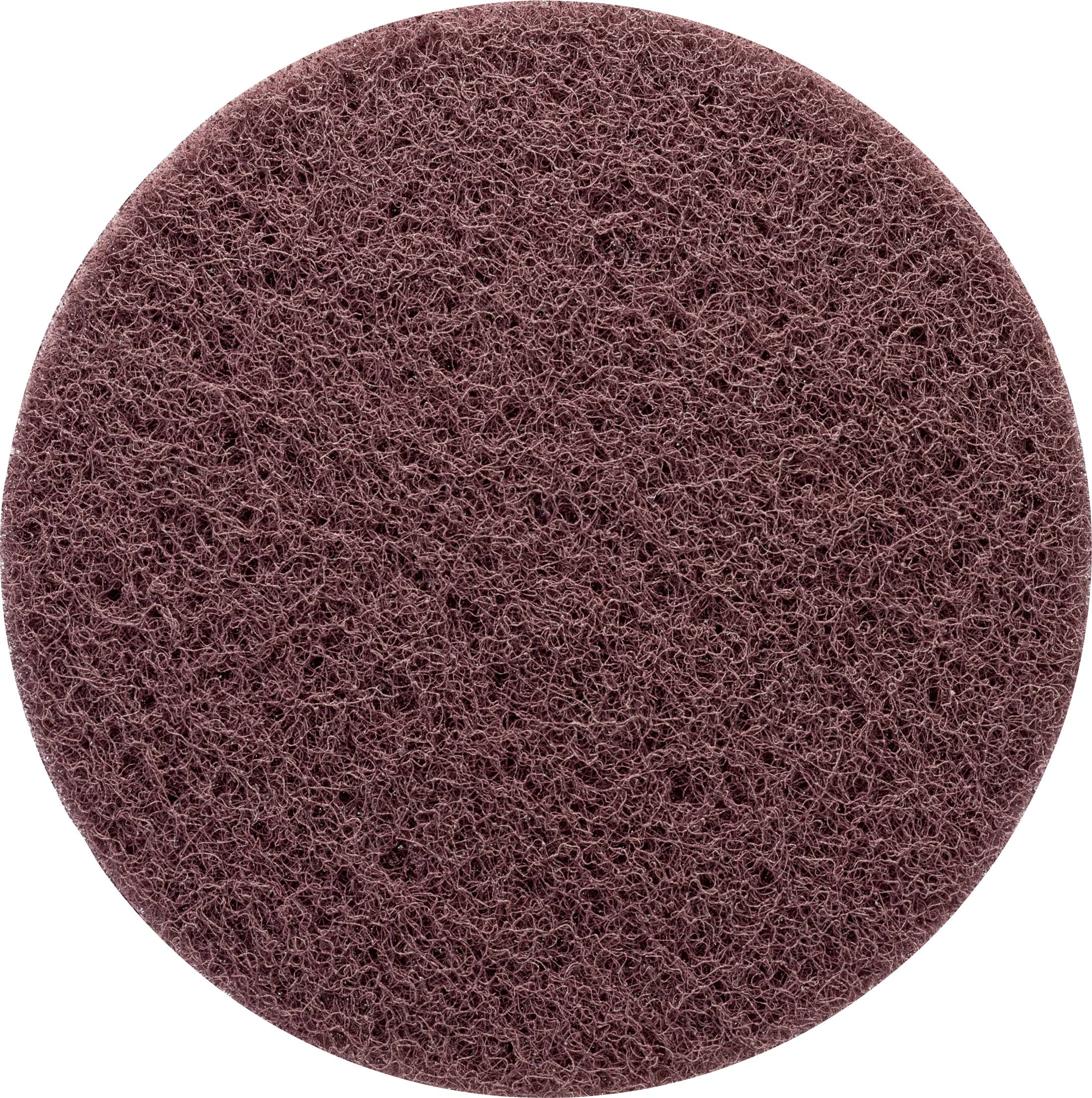 A reddish-brown, rough, oval pad with a fibrous structure, used for cleaning.