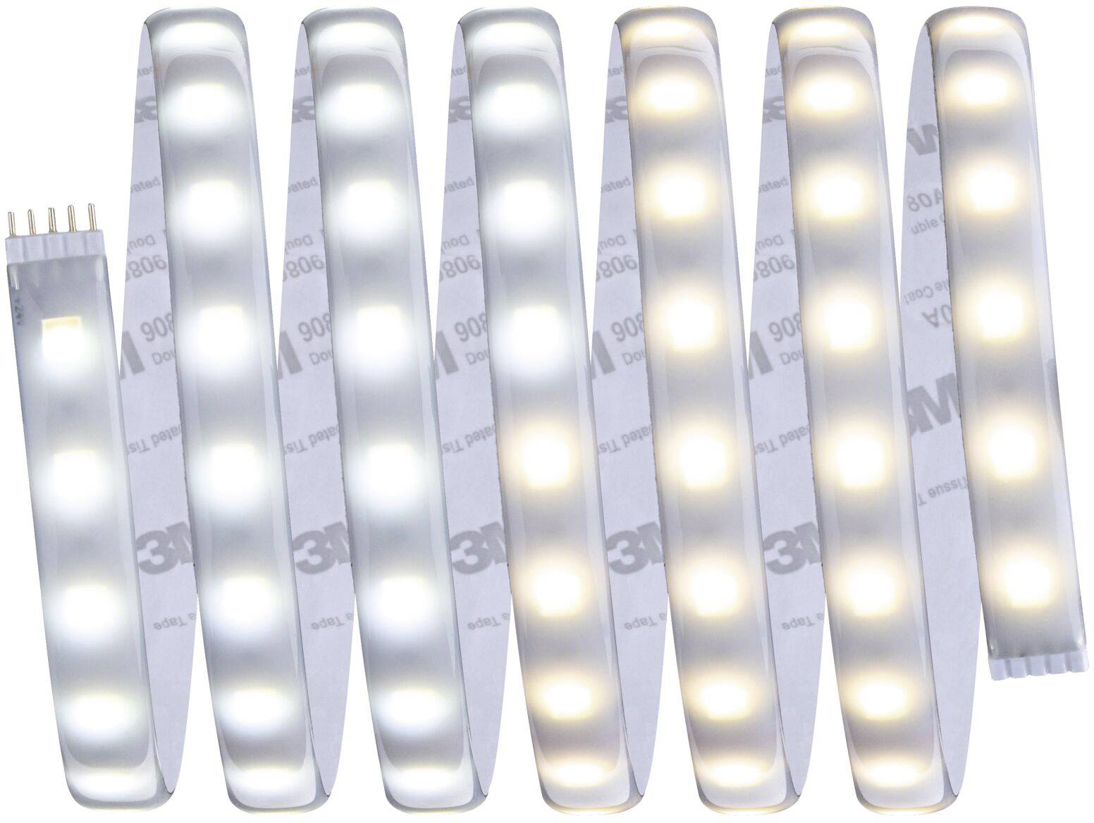 A flexible LED strip with evenly distributed lights, ideal for decorative lighting or accentuating spaces.