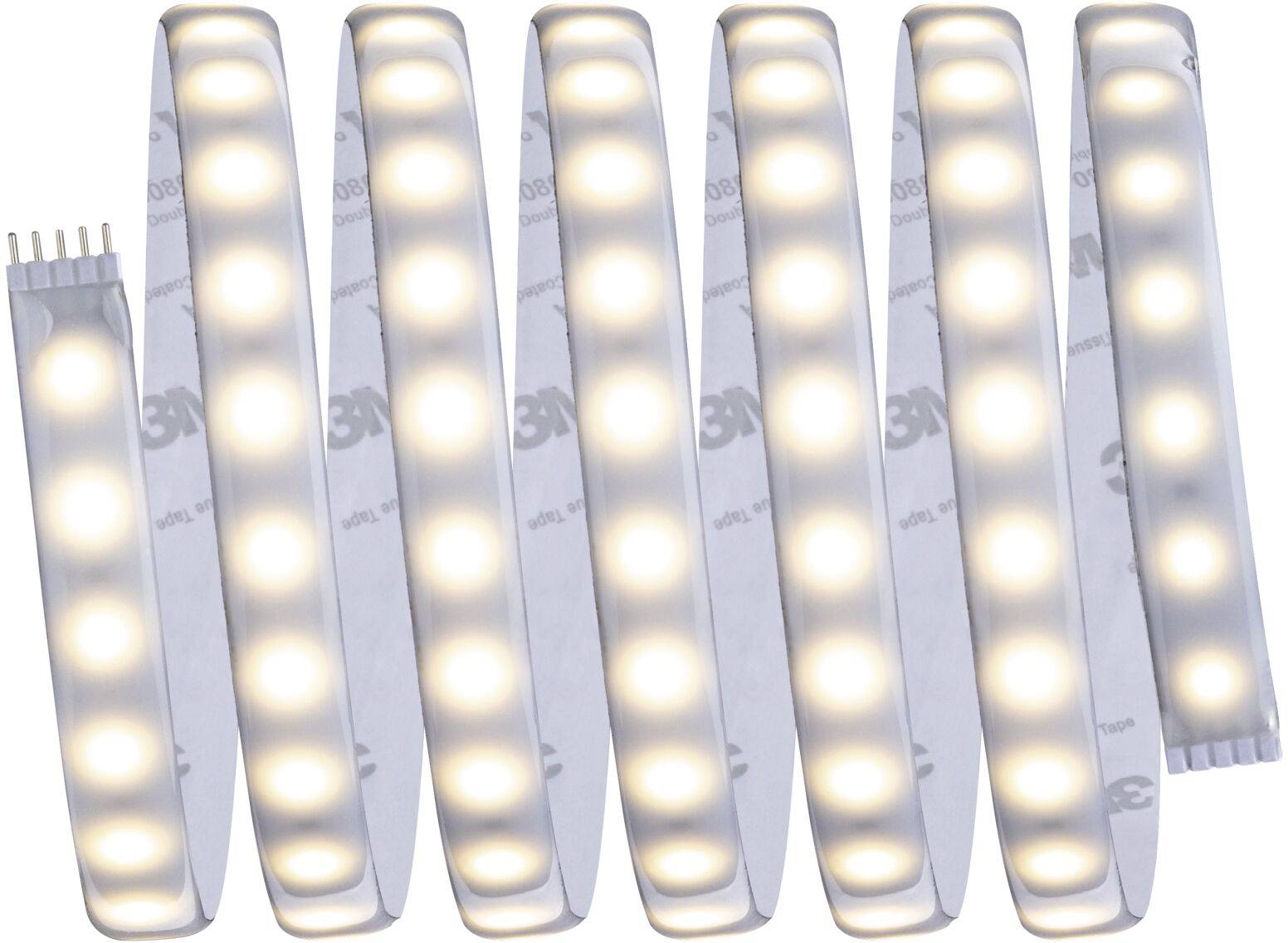 LED light strip with warm white lights, flexible and transparent, suitable for decoration or lighting in interior spaces.