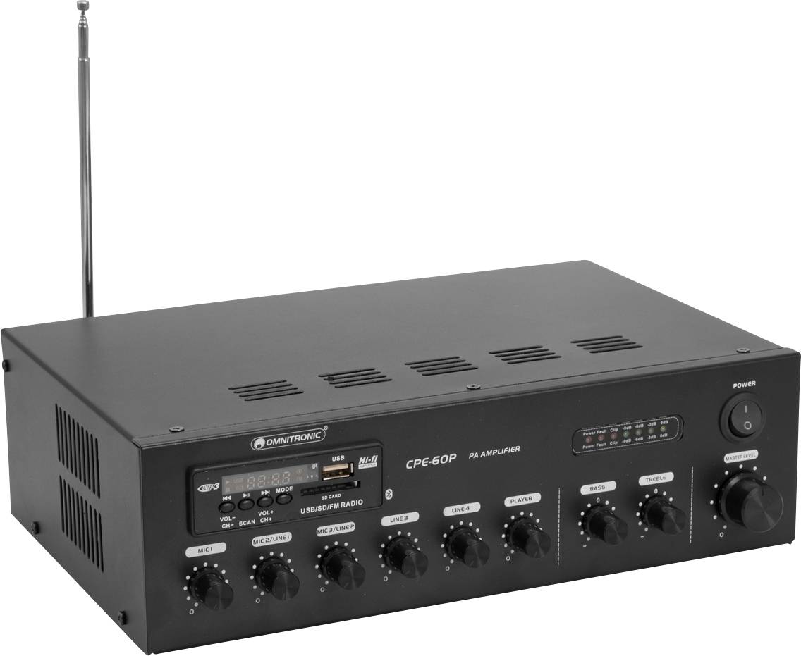 Omnitronic CPE-60P ELA PA amplifier 60 W 4-channel 1-zone