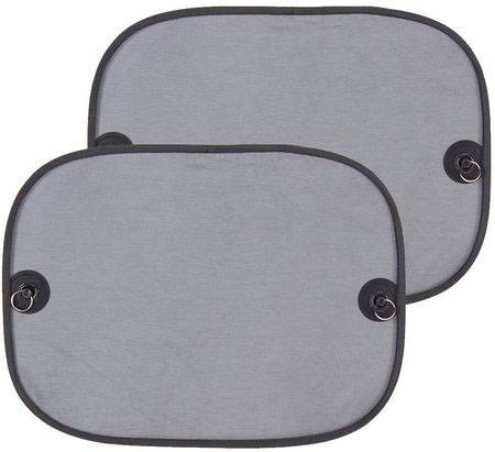 Two rectangular, semi-transparent sunshades with suction cups, designed for attaching to car windows.