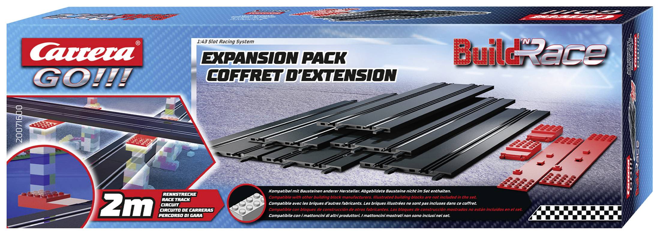 Toy Expansion Pack 'Carrera GO!!! Expansion Pack' contains track pieces for a slot car racing track. Suitable for ages 6 and up.