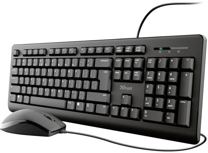 Trust PRIMO Corded Keyboard and mouse set German, QWERTZ Black