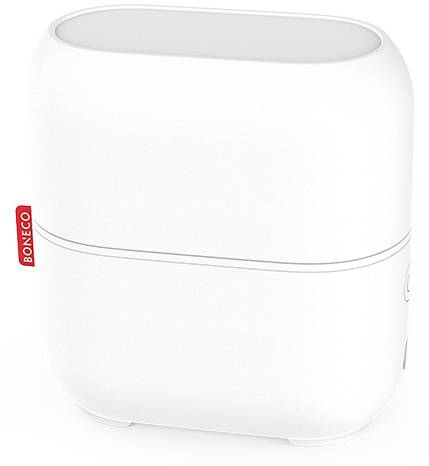 A white air humidifier with rounded edges, with the brand name 'BONECO' in red on the side.