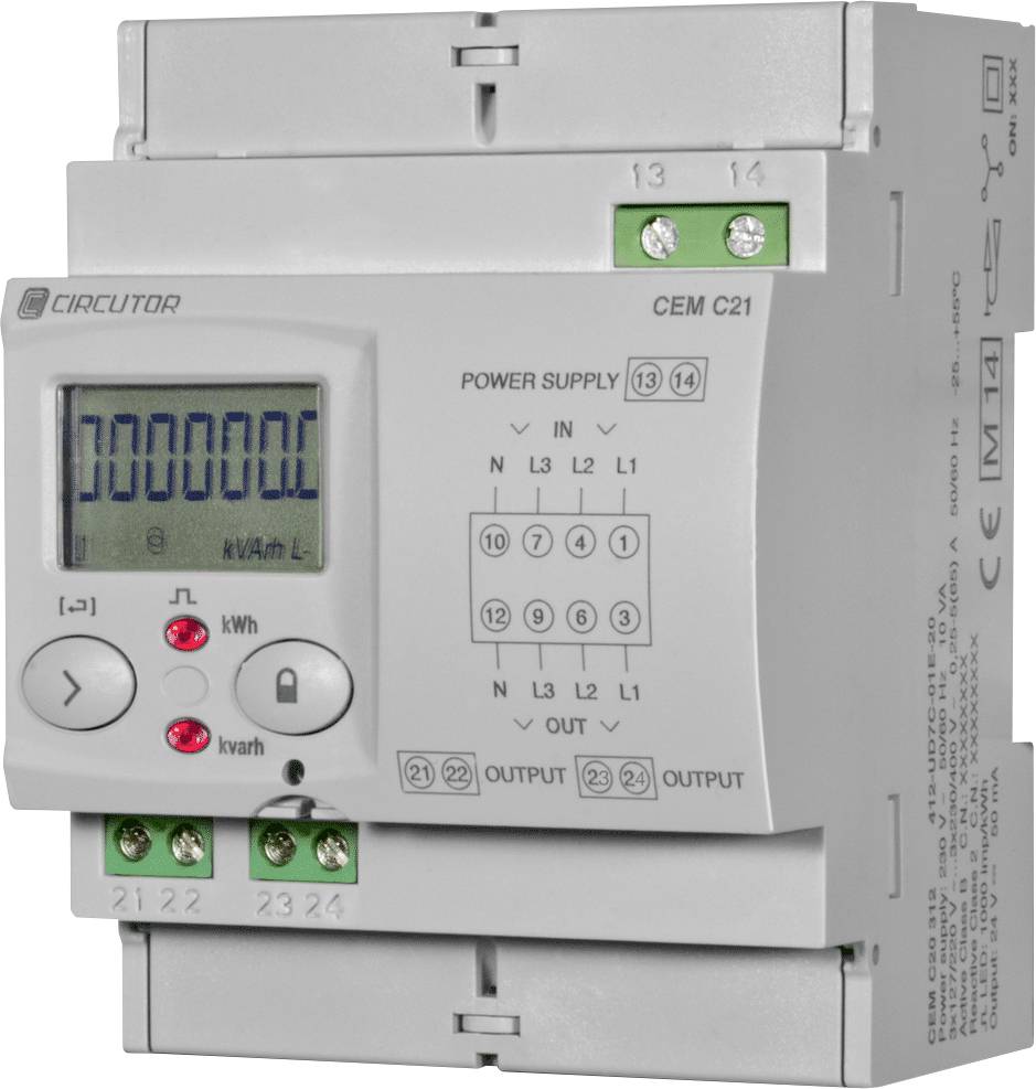 Circutor CEM-C21-T1-MID CEM-C21-T1-MID Electricity meter (3-phase) Digital 65 A MID-approved: Yes Single 1 pc(s)