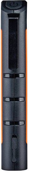 A black and orange pen with multiple buttons on the side, suitable for laser pointing or presentation purposes.