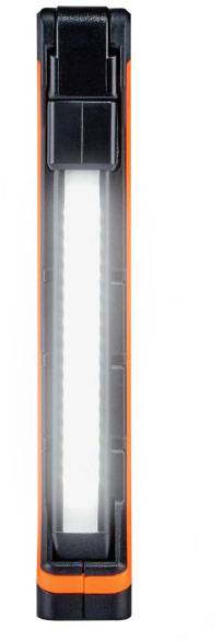 A portable, black and orange LED lamp in an elongated shape, ideal for use in tight or dark areas.