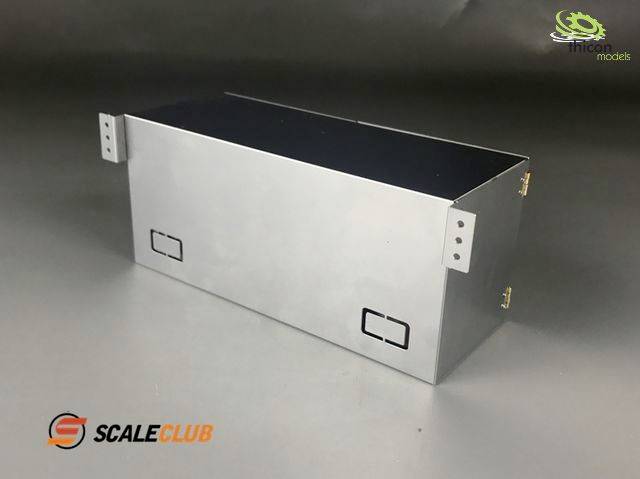 Rectangular metal enclosure with side covers, set against a grey background. The logos for 'ScaleClub' and 'fricant models' are visible.
