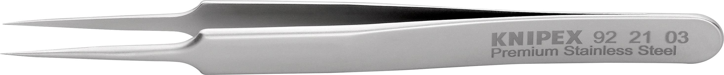 A high-quality, tapered Knipex tweezers made of stainless steel, ideal for precision work and with the inscription 'Premium Stainless Steel'.