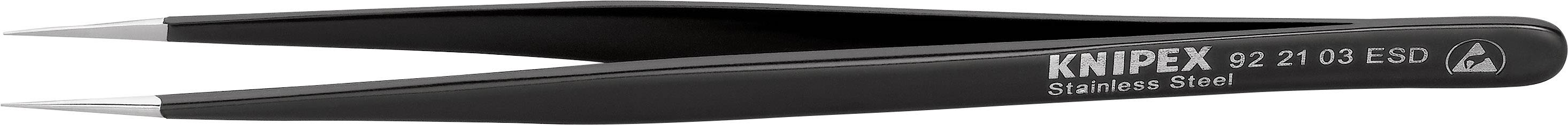 A black precision tweezers by Knipex, model 92 21 03 ESD, for delicate work.