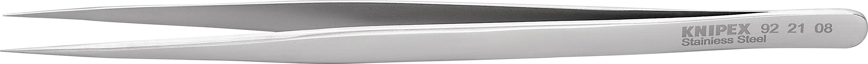 Stainless steel metal tweezers with a fine point and the inscription 'KNIPEX 92 21 08 Stainless Steel' on the side.