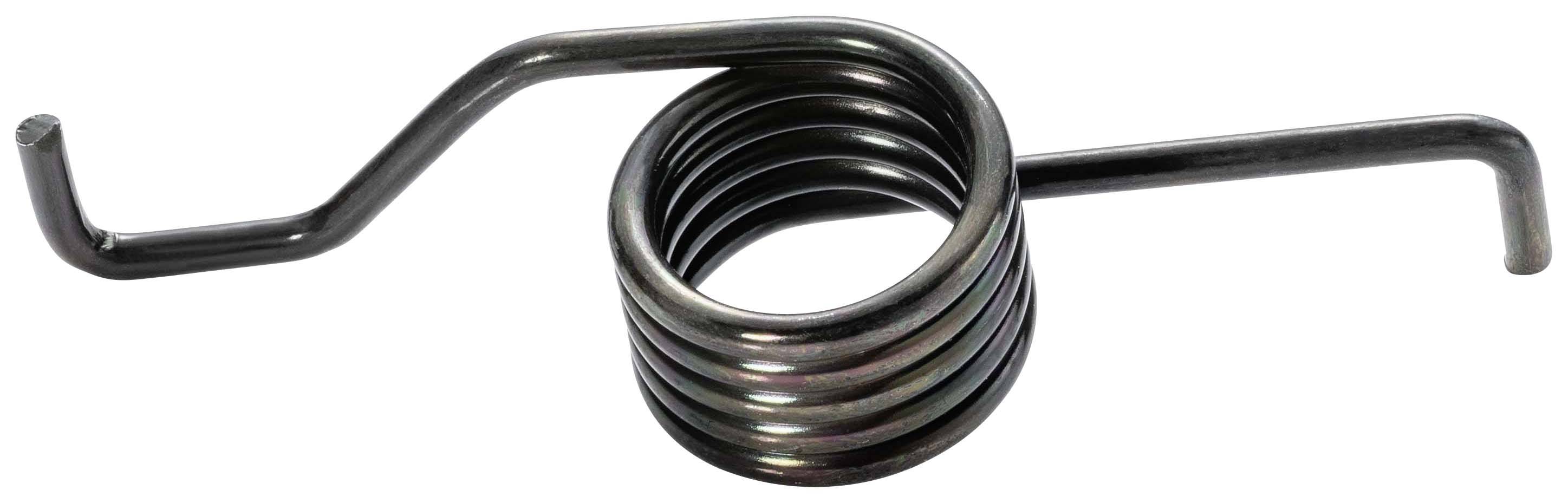 Metal spring in spiral form with two protruding ends, a compression or tension spring.