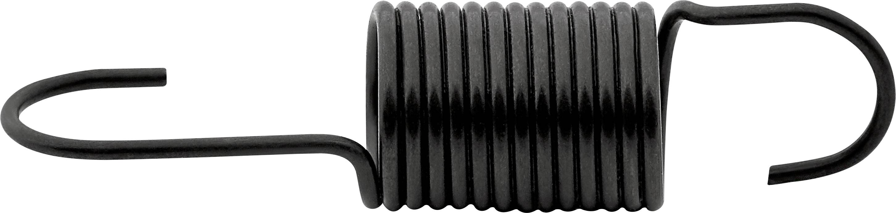 A black drawing pin with a hook at each end.