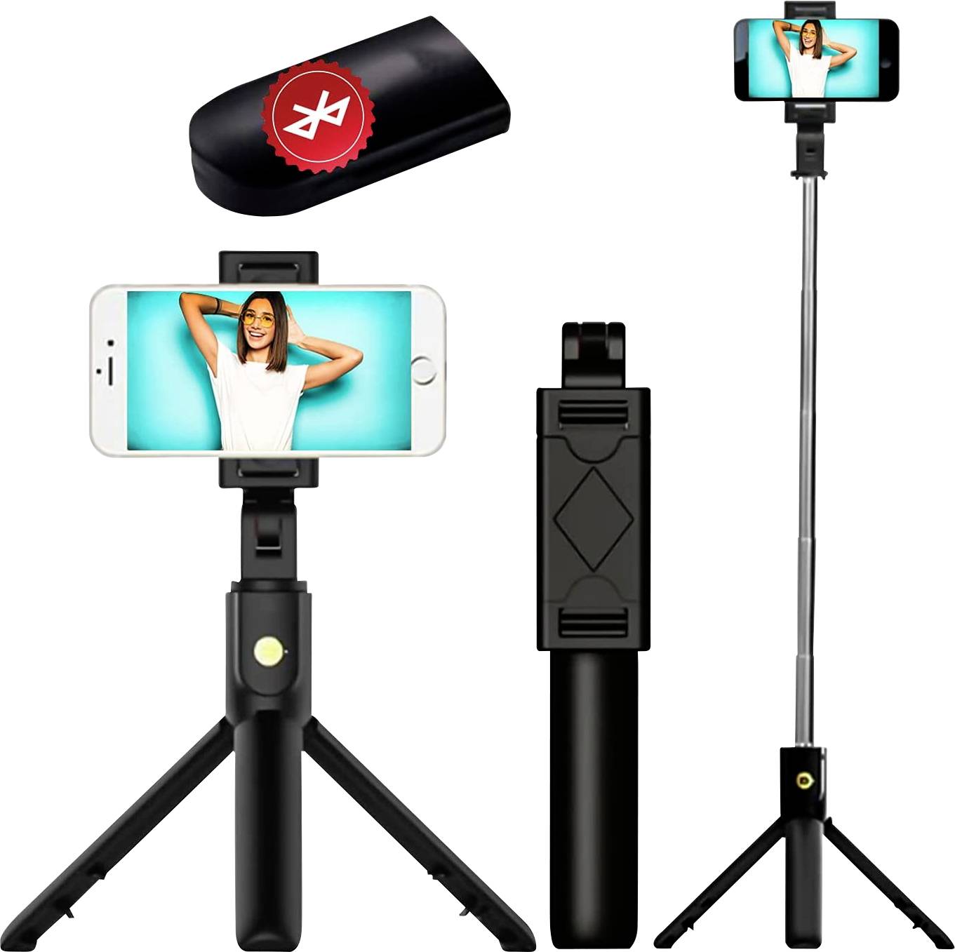 Sharpix Selfie stick Black Bluetooth