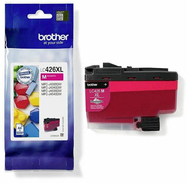 Magenta Printer Cartridge Brother LC426XL, suitable for models MFC-J4340DW, MFC-J4540DW. Packaging and cartridge shown.