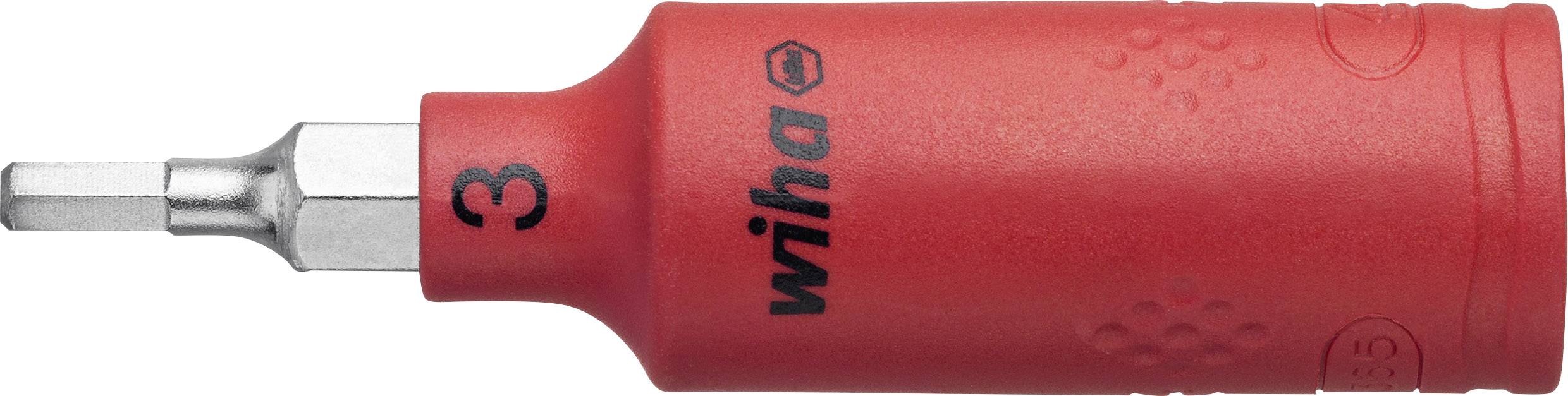 Red screwdriver handle with hexagonal bit 'Wiha 3'.