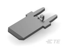 Grey, rectangular clip with two rounded prongs and a flexible hook in the middle, placed on a white surface.
