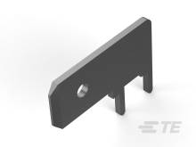 Grey, rectangular plastic component with a hole and two pins, potentially part of a larger mechanical system.