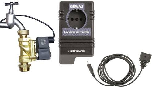 'GEWAS Water Leak Detector' with valve and connection cable, for detecting water leaks.