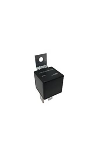 Black electric module with plastic housing and metallic mounting bracket, typically used in automotive applications.