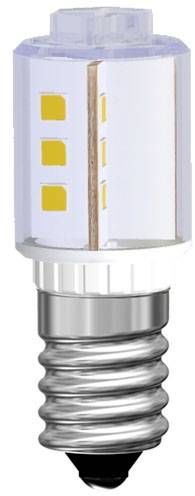 LED light bulb with screw base, cylindrical, showing yellow LEDs on a transparent housing, suitable for many lamp sockets.