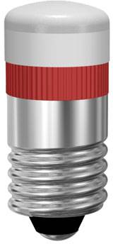 A small light bulb with an E14 screw cap, red glass and silver thread, used in electrical devices for illumination.