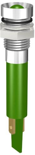 Green LED indicator in a metal casing, looks like a small light signal to indicate status or operation.