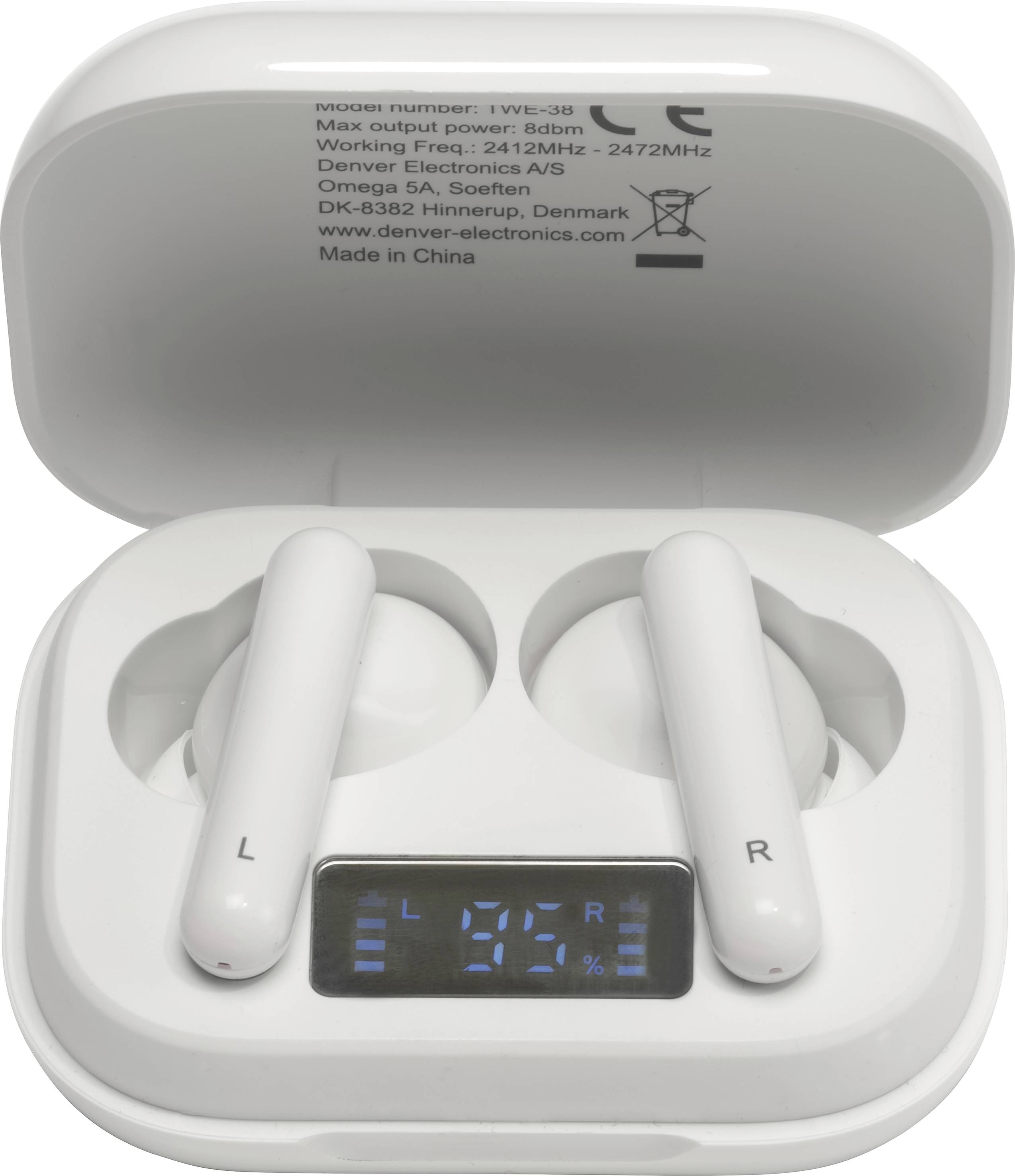 Denver TWE-38 In-ear headphones Bluetooth® (1075101) White