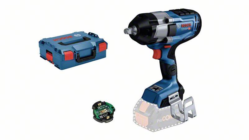 Cordless drill in black and blue with case and charger. The drill has an ergonomic handle and is designed to be compact.