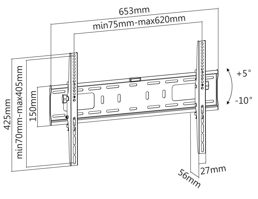 Reflecta PLANO Flat TV wall mount 94,0 cm (37") - 177,8 cm (70") Tiltable