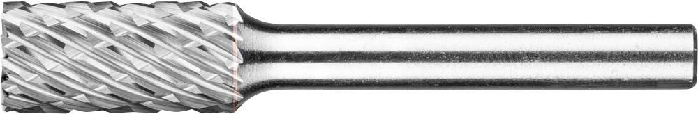 Cylindrical milling bit, a metallic cutting tool with spiral grooves. Used for shaping or smoothing hard materials.