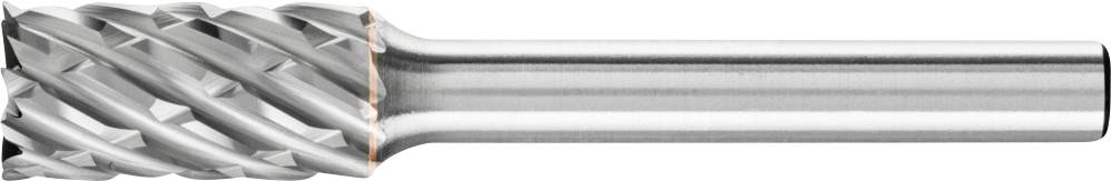 Cylindrical metal milling cutter with spiral cutting teeth, suitable for precise material machining in industrial applications.