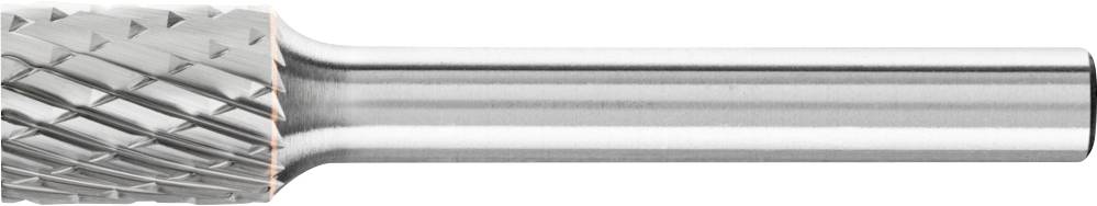 Metal milling cutter with cylindrical shank and toothed head, suitable for material machining.
