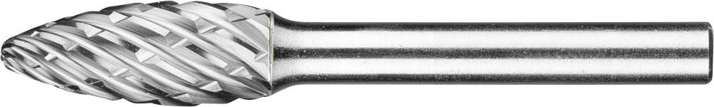 A milling bit with a cross-fluted tip and smooth metal shank, suitable for precise grinding and milling work.