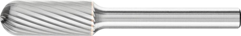 Metal cutters with a cylindrical shaft and a round, spiral-fluted cutting surface, suitable for metalworking.