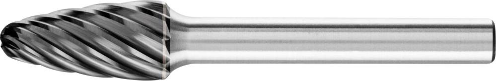 End mill with a cylindrical shank and spiral cutting edges; used in metalworking for milling or grinding.