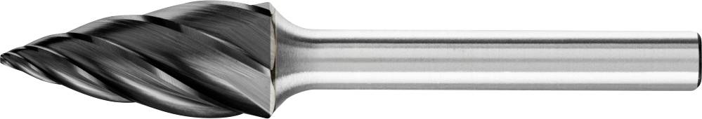 Milling cutter with a spiral cutting surface, likely made of metal, used for machining materials such as wood or metal.