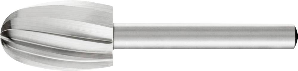 Spherical-headed milling cutter with a fluted surface. Used in metalworking for shaping and smoothing.