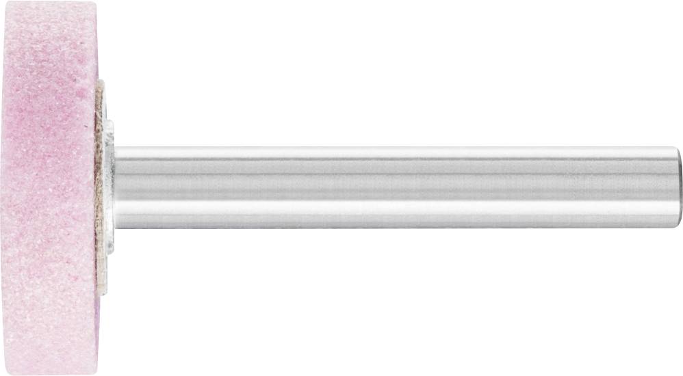 A cylindrical, silver metal shaft with a pink grinding disc at the end.