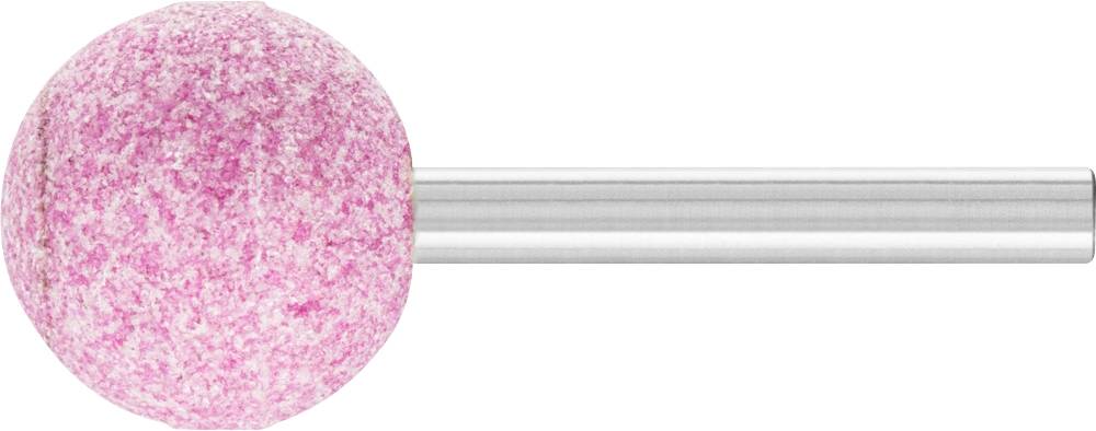 A round, pink grinding attachment with a silver shaft, used for craft or industrial grinding work.