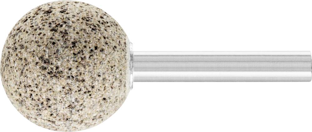 Rounded sandstone grinding head with cylindrical metal stem, used for grinding and smoothing surfaces.