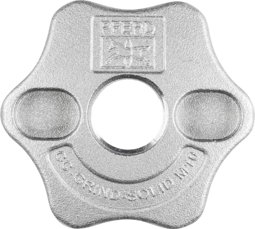 A silver metal piece in the shape of a cross with a central hole. The word 'HORSE' is imprinted at the top.