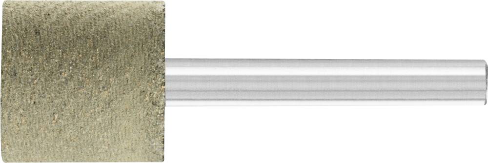 Schleifaufsatz aus grobem Material, zylinderförmig, befestigt an einem Metallstab, geeignet für präzise Schleifarbeiten.