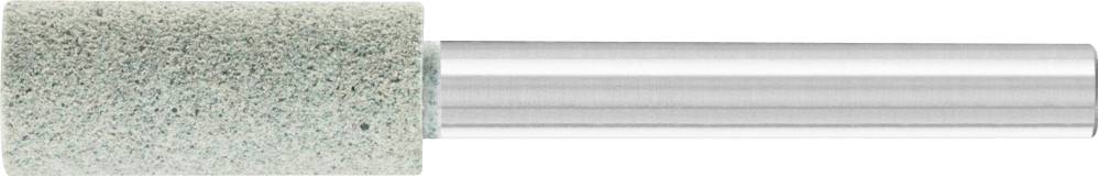 Stone polisher with a cylindrical, greenish grinding head and metallic shaft. Suitable for smoothing surfaces and edges.