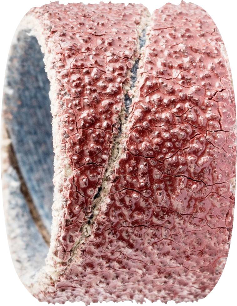 A red and blue ribbon with a rough, grainy surface and a distinctive, diagonal seam running along its structure.