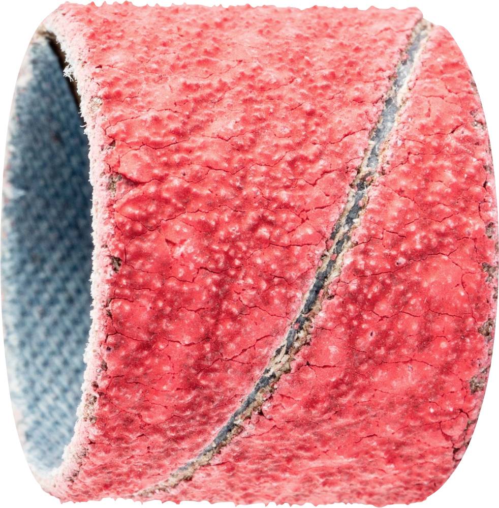 A red slip ring with a rough, granular texture. The ring has a raised spiral line running across its surface.