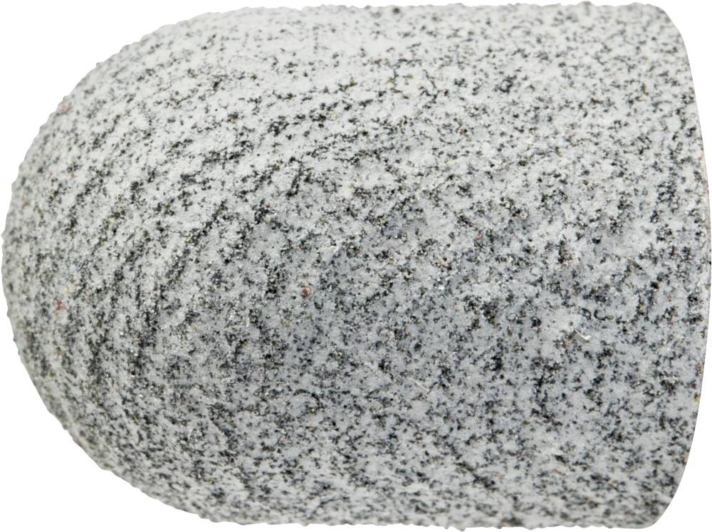 A coarse, grey grinding stone in the shape of a cone. Suitable for grinding surfaces with drill-like tools.