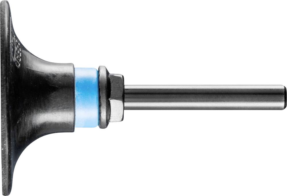 A valve with a black, mushroom-shaped head structure, a blue ring, and a long shaft. Used in machinery.